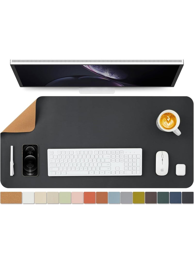 كورك مكتب حصيرة - مزدوجة الجانبين لوسادة المكتب للمكتب والمنزل - مكتب تنظيم والاكسسوارات - مثالية لوسادة الماوس الكبيرة ووسادة المكتب على قمة المكاتب (أسود، 90 سم × 43 سم) - Image 1